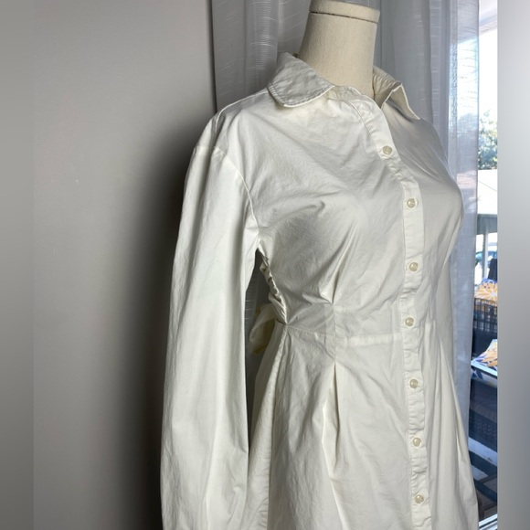 L'Academie Evianna Shirt Dress in Cream White Size Small Cut Out Open Back Bow - Picture 5 of 12